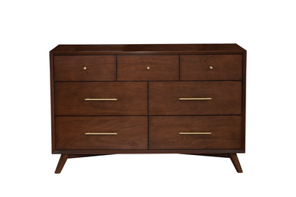 Flynn Mid Century Modern 7 Drawer Dresser, Walnut