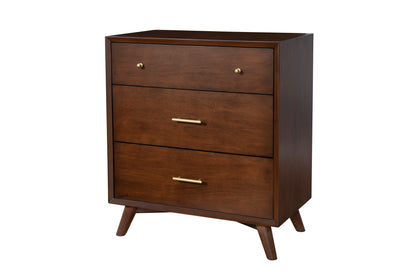 Flynn Mid Century Modern 3 Drawer Small Chest, Walnut