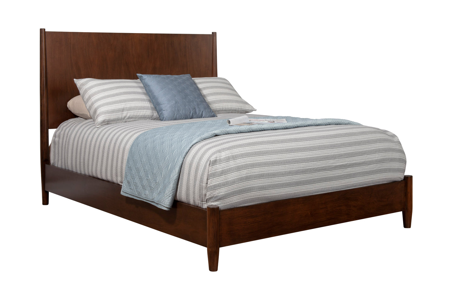 Flynn Mid Century Modern Standard King Panel Bed, Walnut