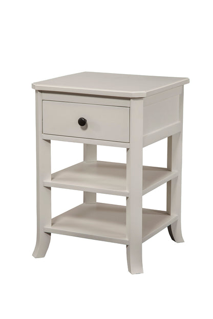 Baker 1 Drawer Nightstand w/2 Shelves, White