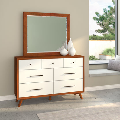 Flynn Mid Century Modern Two Tone Mirror, Chestnut/White