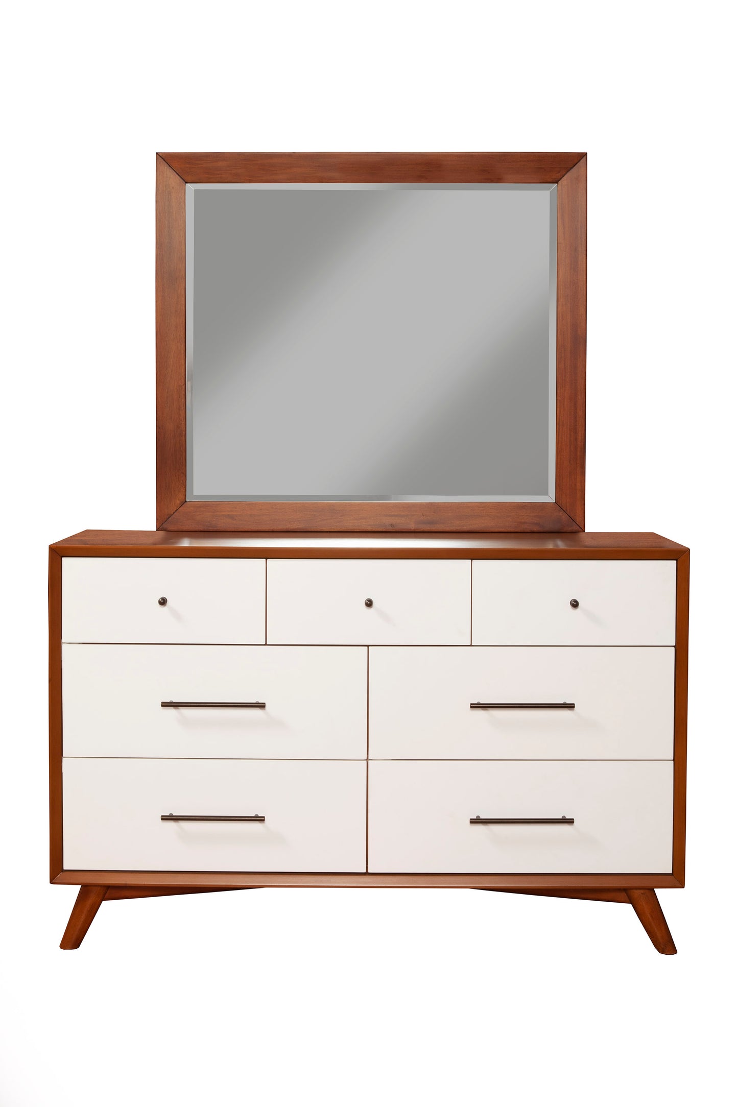 Flynn 7 Drawer Two Tone Dresser, Chestnut/White