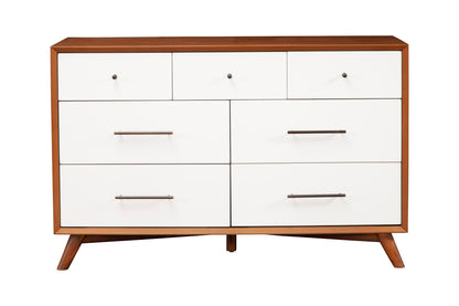 Flynn 7 Drawer Two Tone Dresser, Chestnut/White