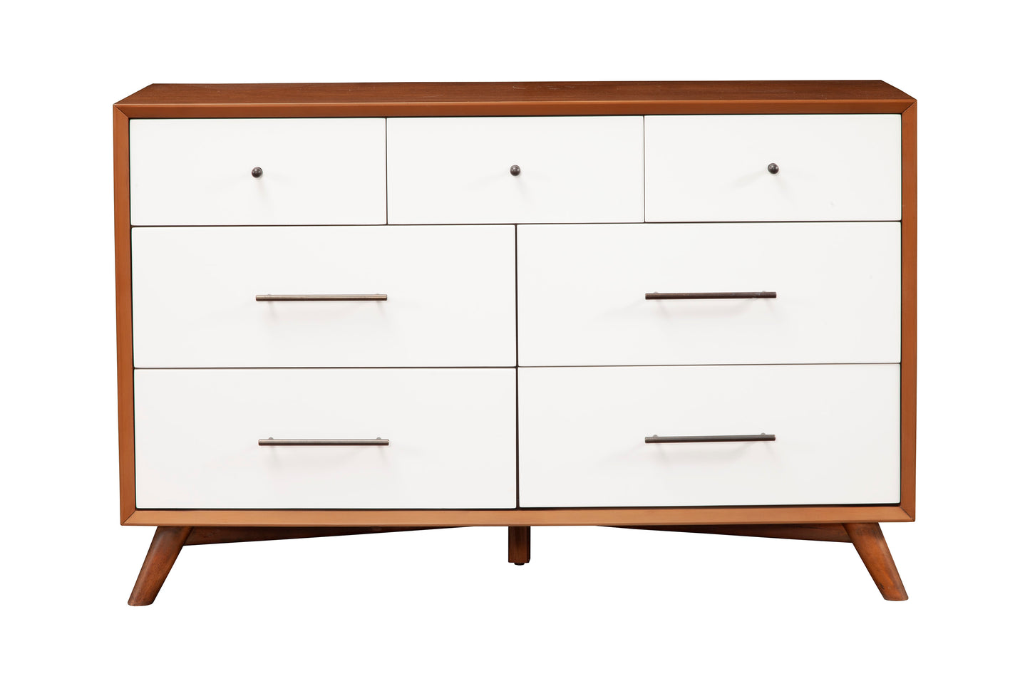 Flynn 7 Drawer Two Tone Dresser, Chestnut/White