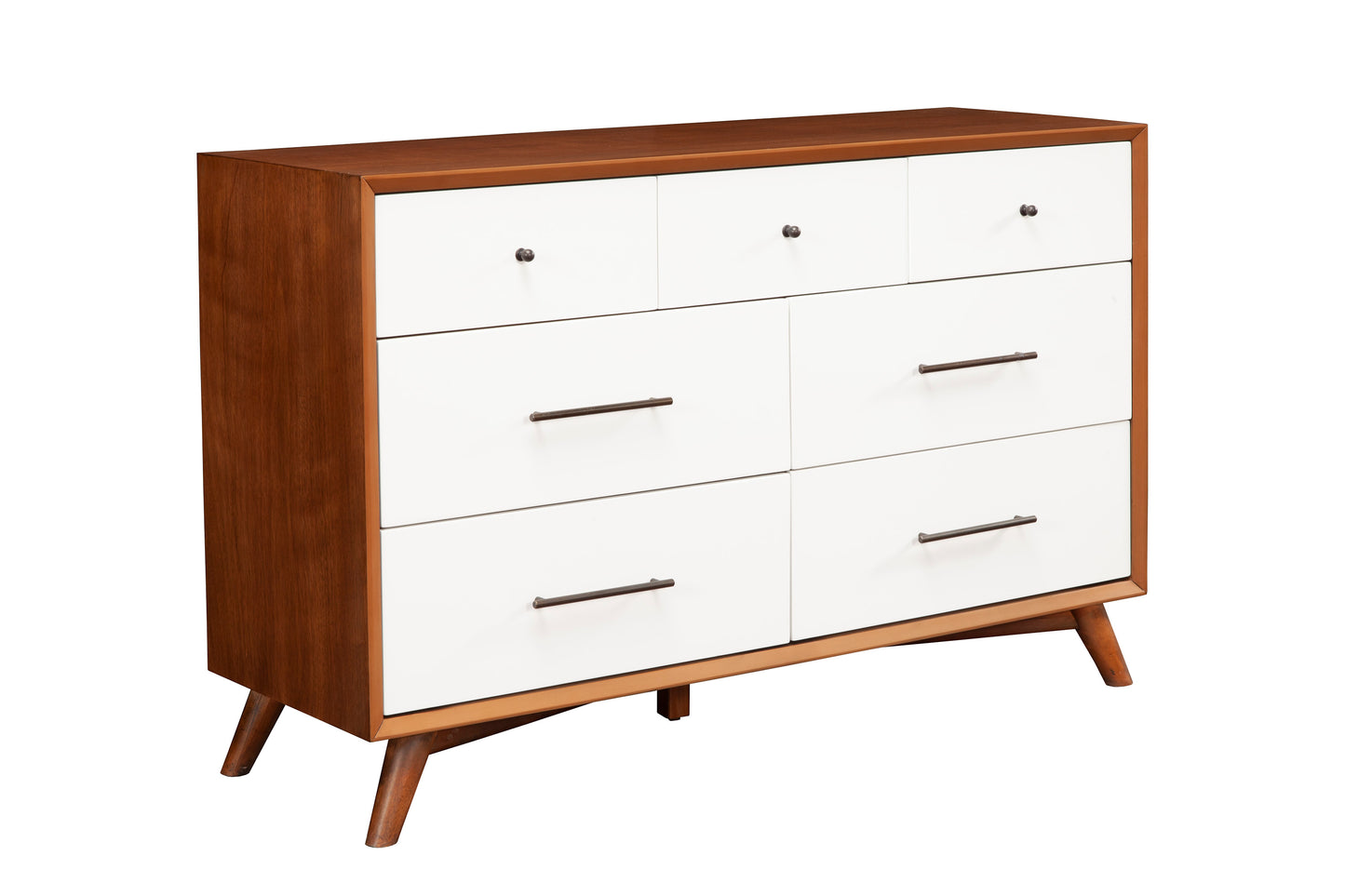 Flynn 7 Drawer Two Tone Dresser, Chestnut/White