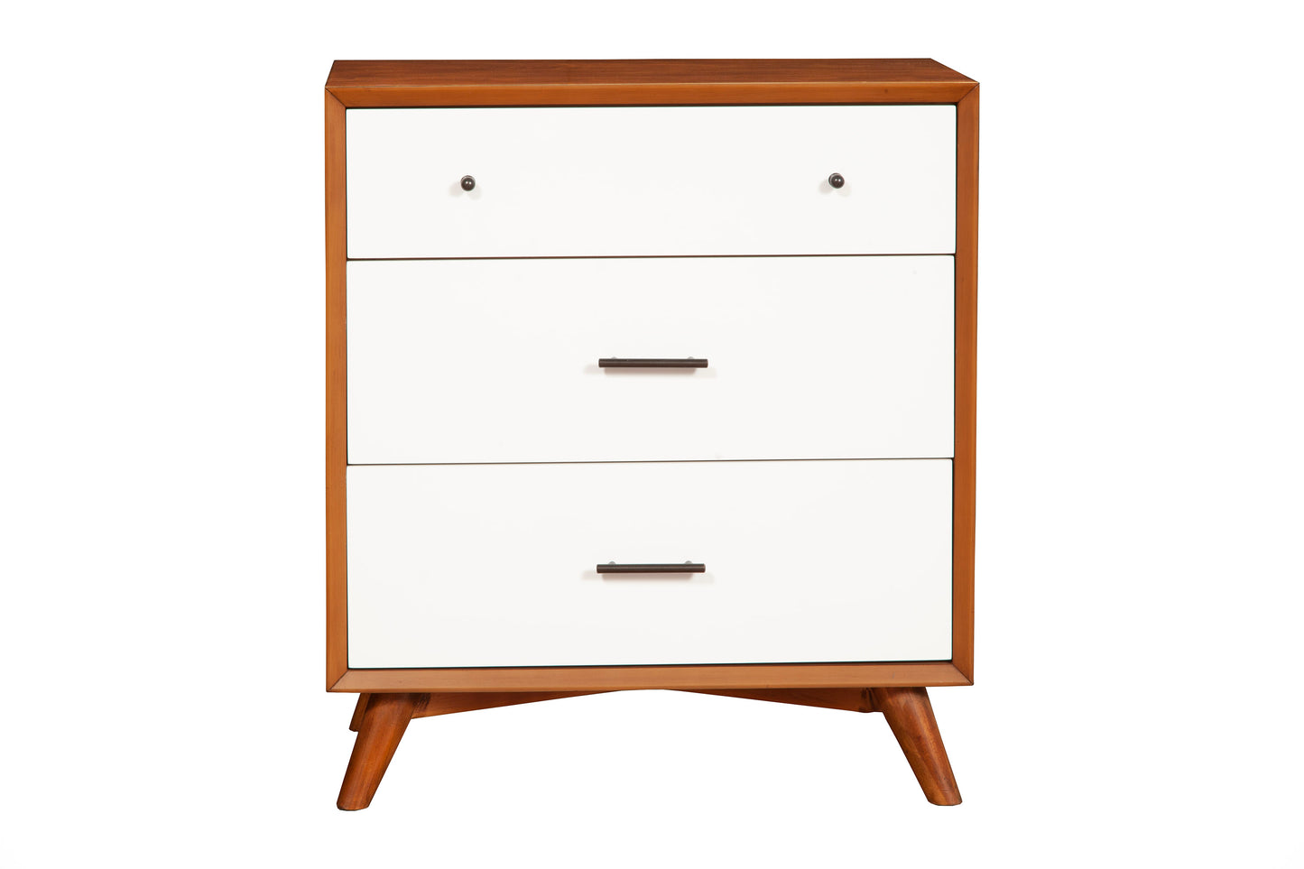 Flynn 3 Drawer Two Tone Small Chest, Chestnut/White