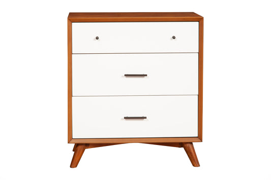 Flynn 3 Drawer Two Tone Small Chest, Chestnut/White