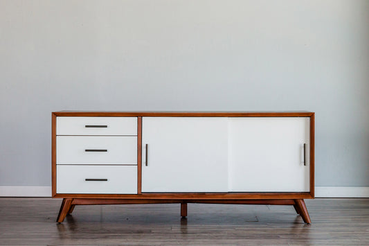 Flynn Large TV Console, Chestnut/White