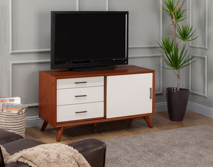 Flynn Small TV Console, Chestnut/White