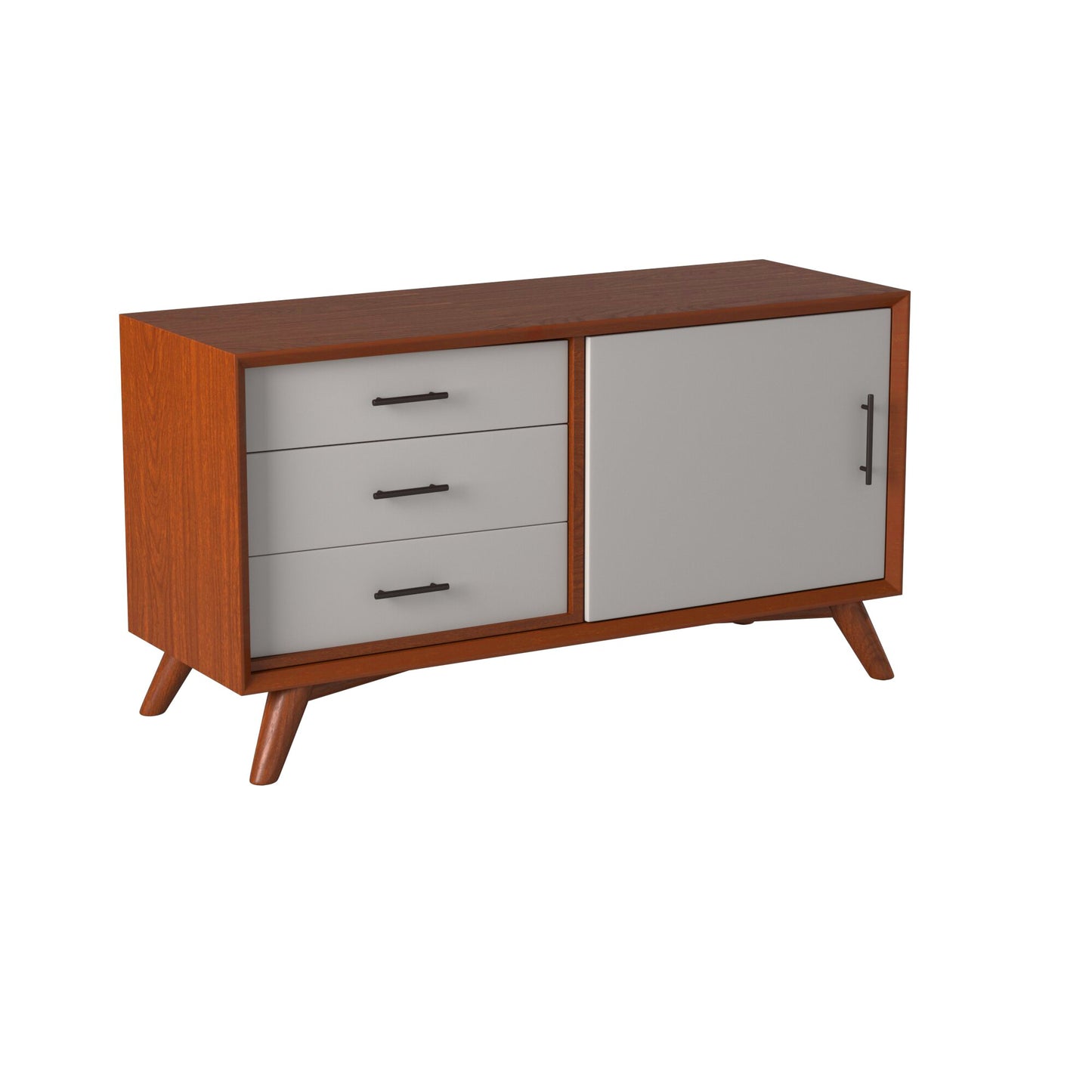 Flynn Small TV Console, Chestnut/White