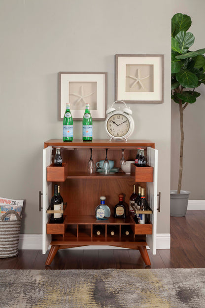 Flynn Small Bar Cabinet, Chestnut/White