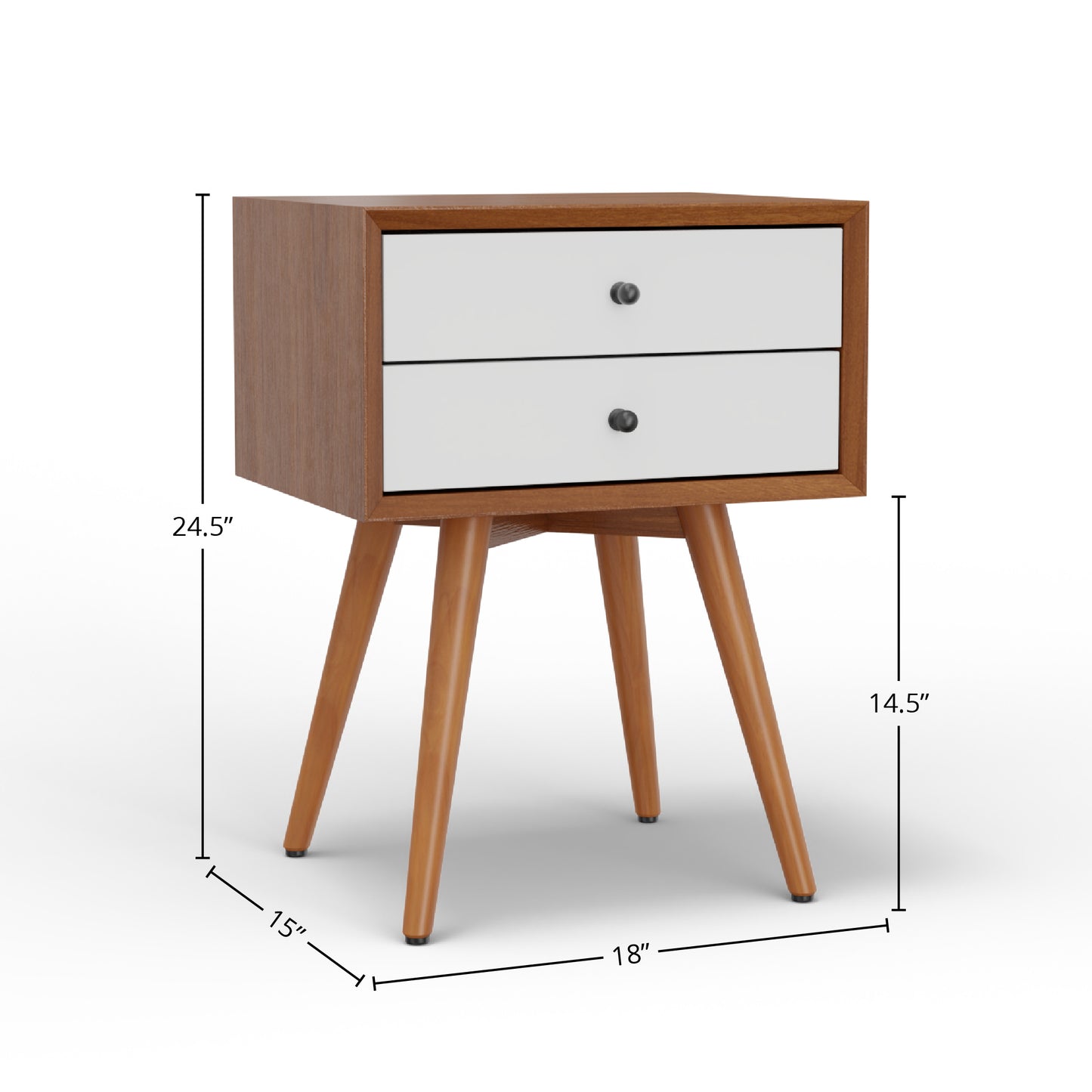Flynn Small Nightstand, Chestnut & White