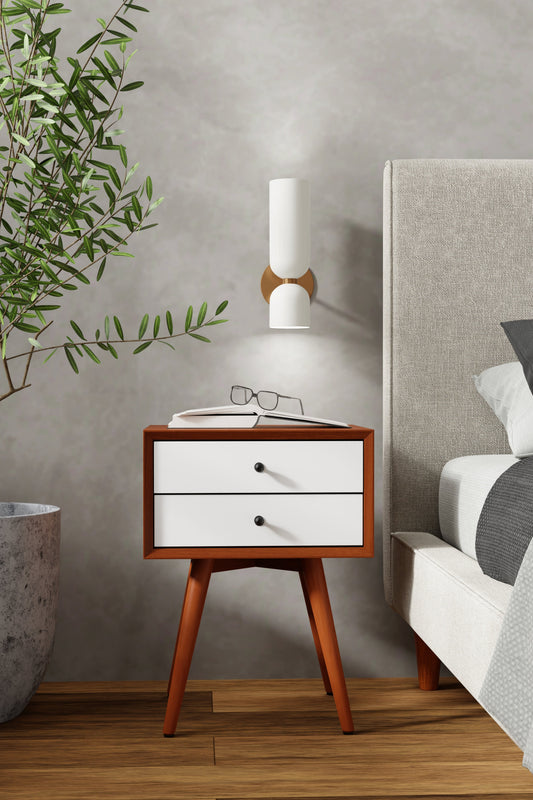 Flynn Small Nightstand, Chestnut & White