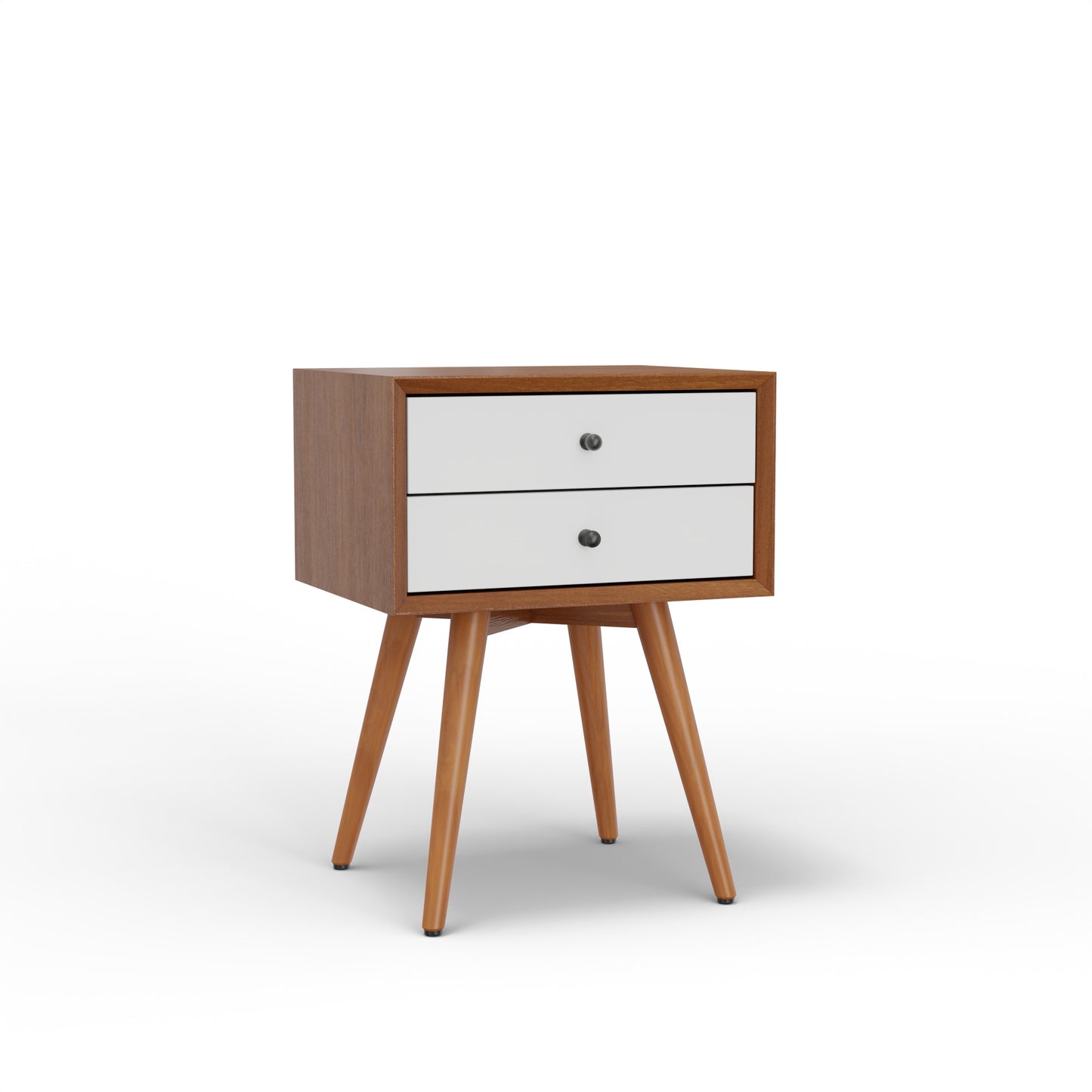 Flynn Small Nightstand, Chestnut & White