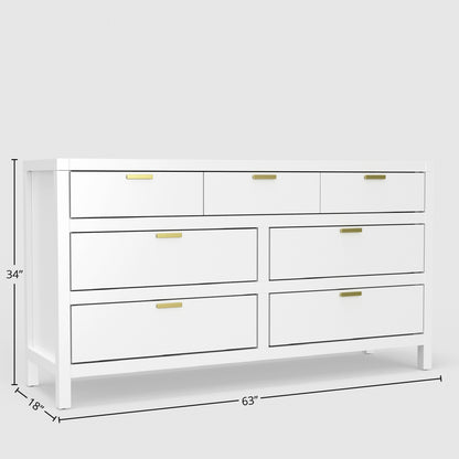 Carmel 7 Drawer Dresser, White