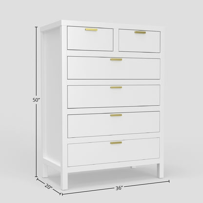 Carmel 6 Drawer Chest, White